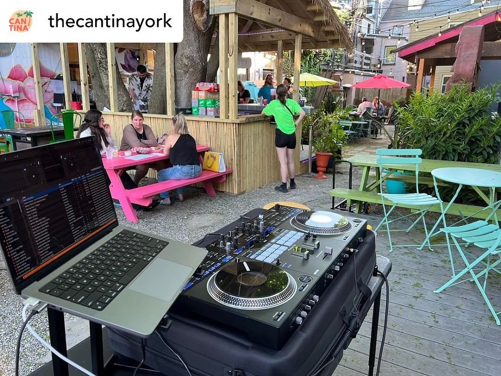 patio with DJ equipment
